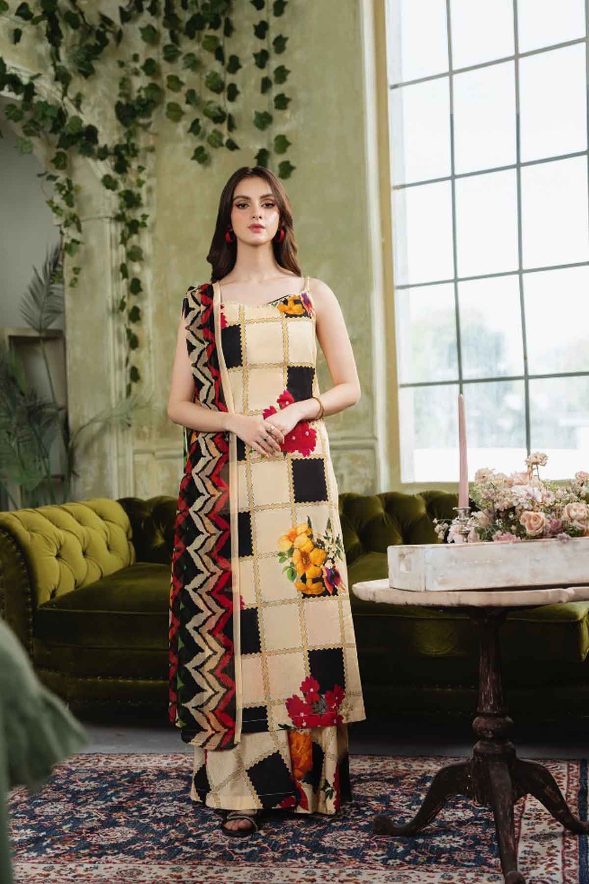 Baroque Women new dress design empires collection printed 3 piece suit Pakistan clothing fashion