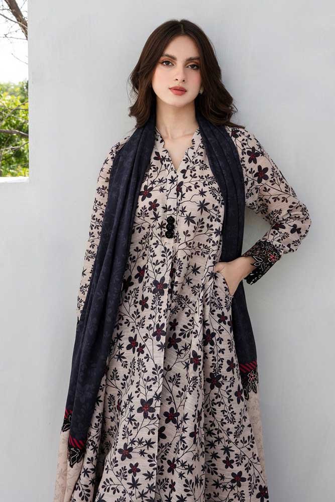 Baroque Printed women new dress design empires collection winters 3 piece embroidered trending suit