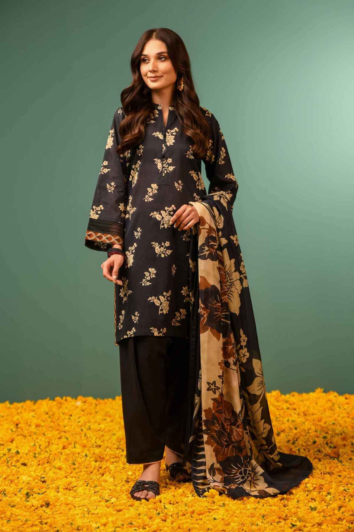 Nishat women new black dress design empires collection Pakistan fashion clothing 3piece